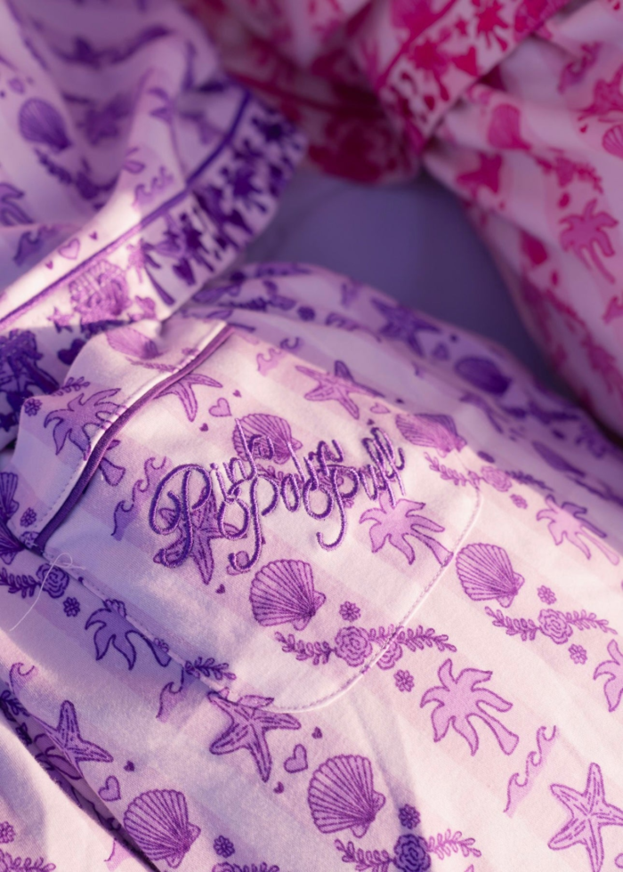 pink palm puff pajama
