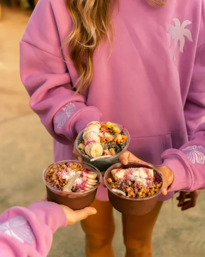 pink palm puff hoodie