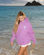 pink palm puff hoodie