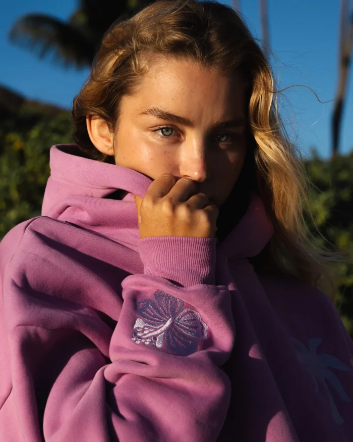 pink palm puff hoodie
