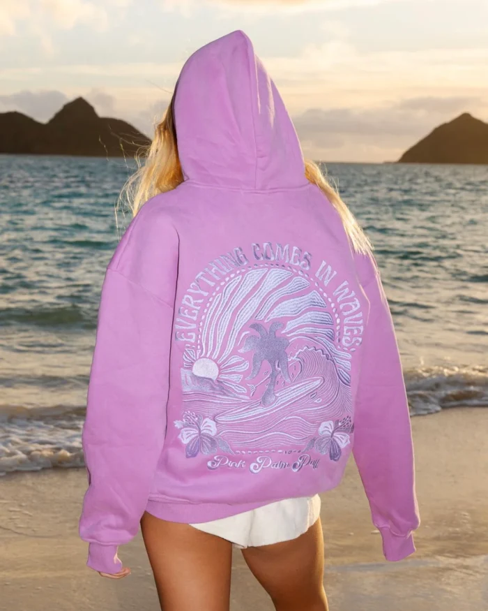 pink palm puff hoodie
