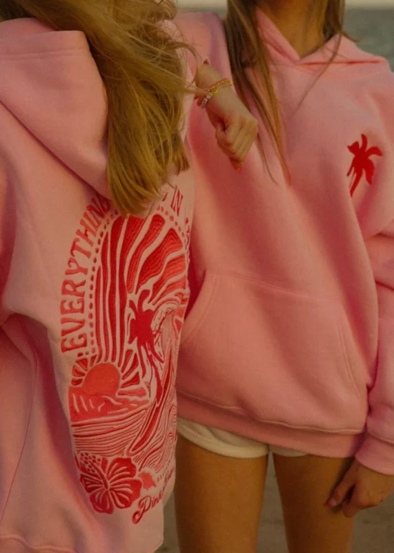pink palm puff hoodie