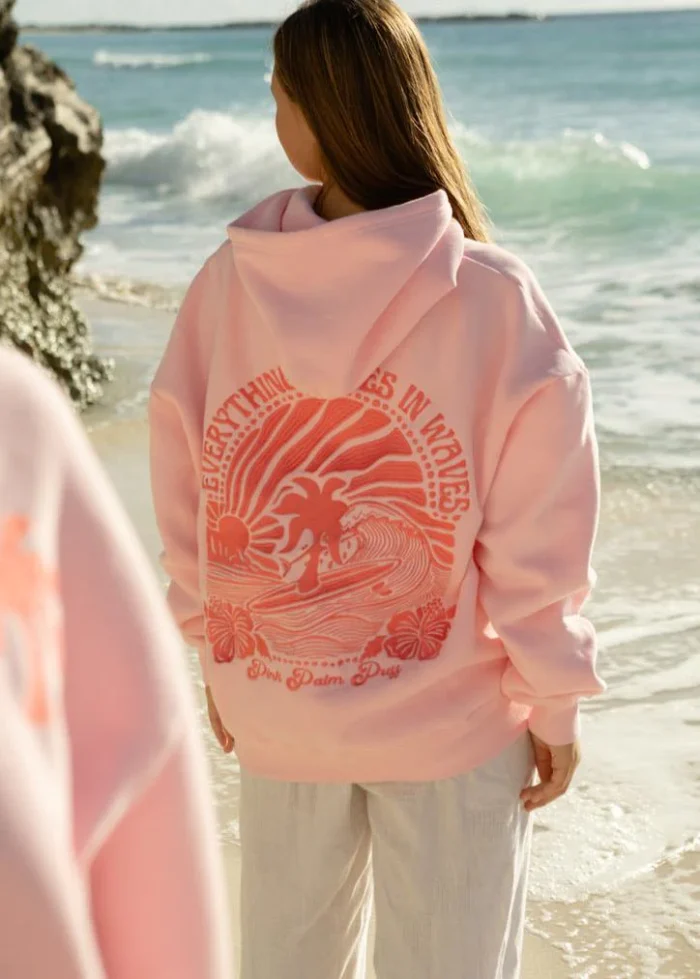 pink palm puff hoodie