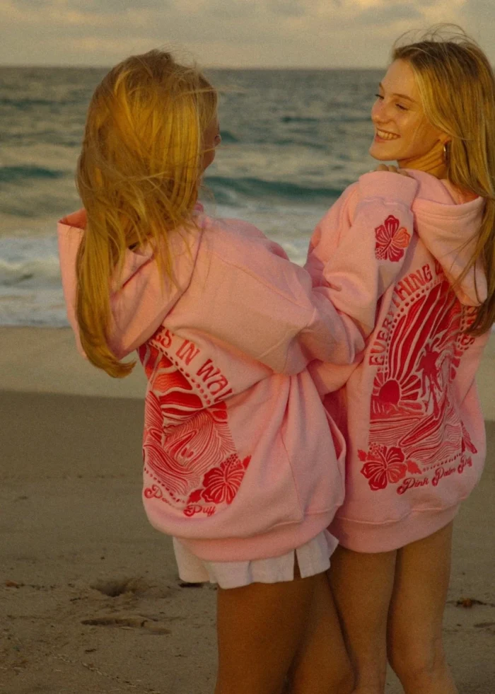 pink palm puff hoodie