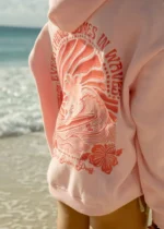 pink palm puff hoodie