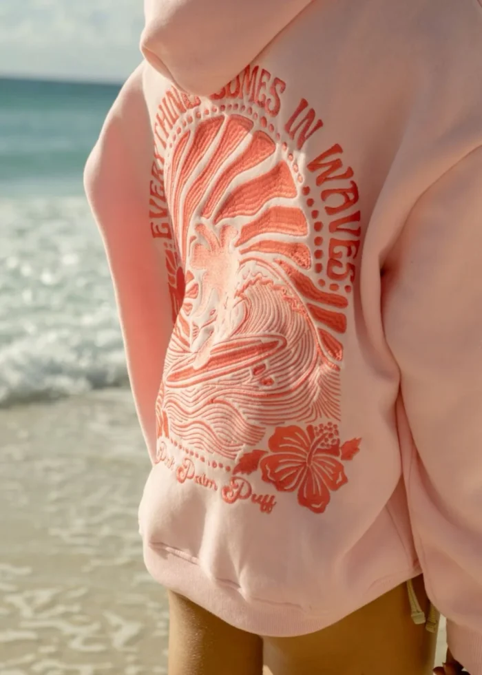 pink palm puff hoodie