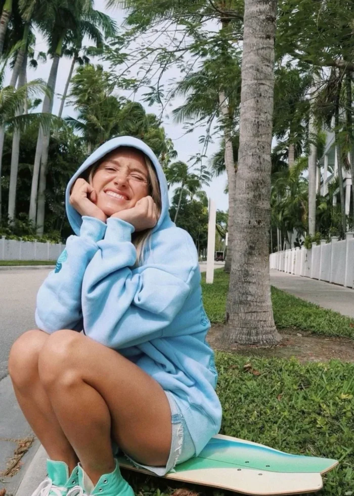 pink palm puff hoodie