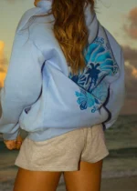 pink palm puff hoodie