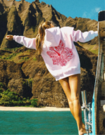 pink palm puff hoodie