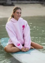 pink palm puff hoodie