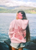 pink palm puff hoodie