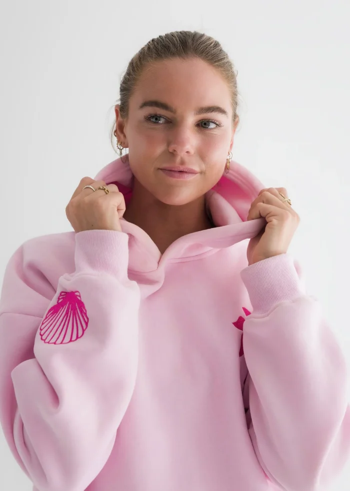 pink palm puff hoodie
