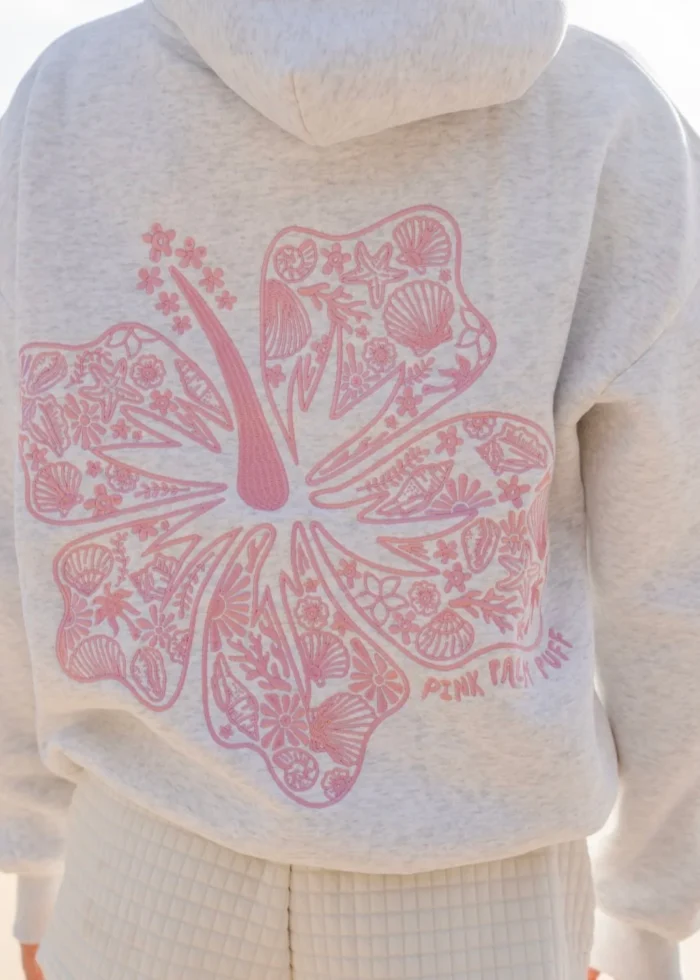 pink palm puff hoodie