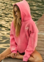 pink palm puff hoodie