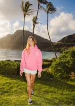 pink palm puff hoodie