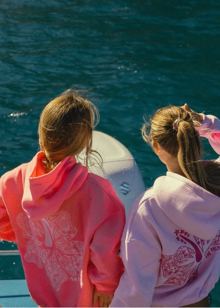 pink palm puff hoodie