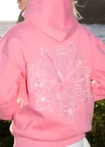 pink palm puff hoodie