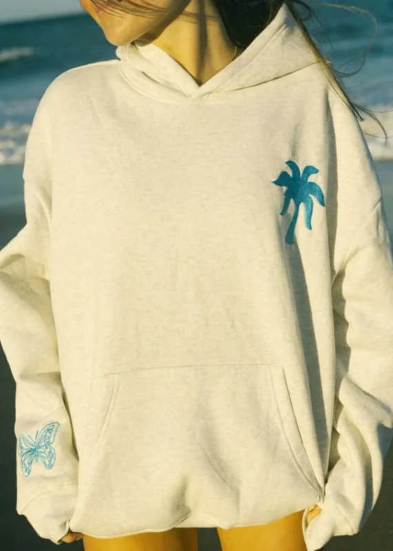 pink palm puff hoodie
