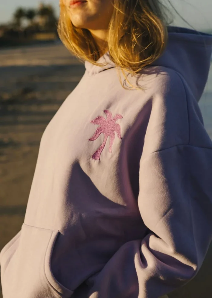 pink palm puff hoodie