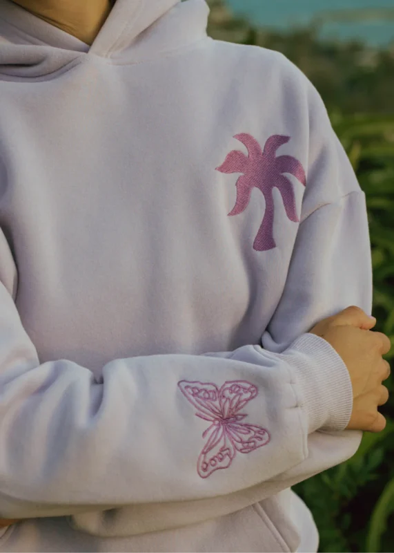 pink palm puff hoodie