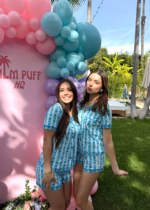 pink palm puff pajama