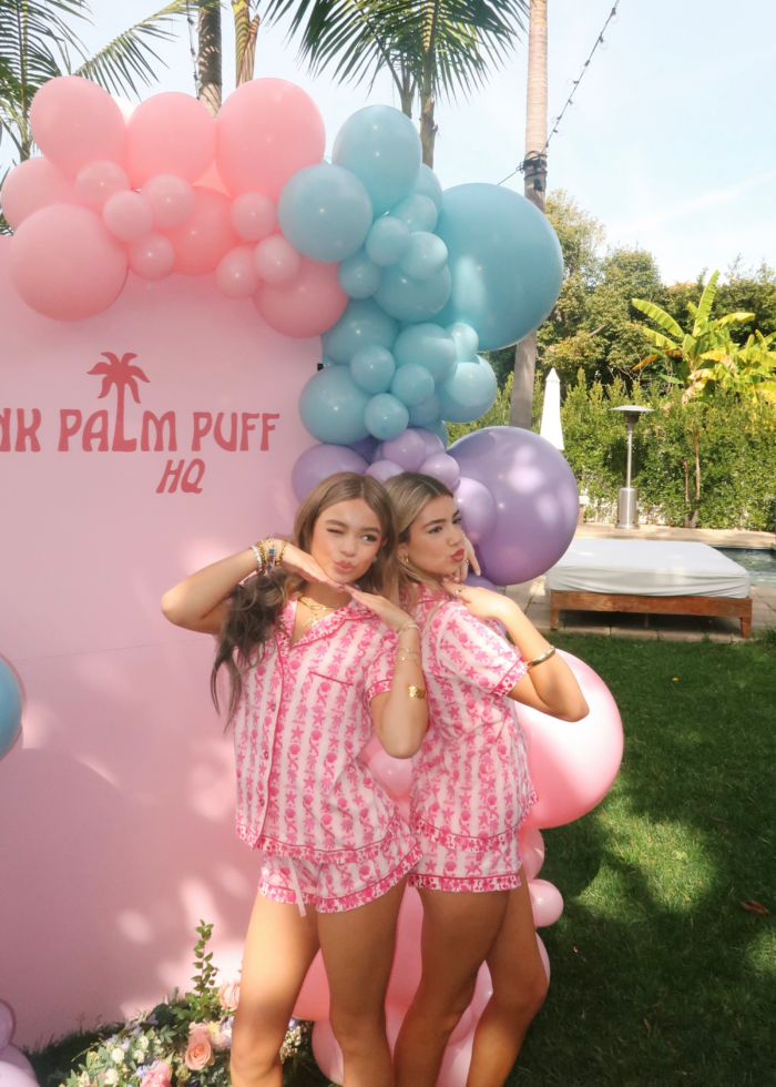pink palm puff pajama