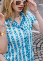 pink palm puff pajama
