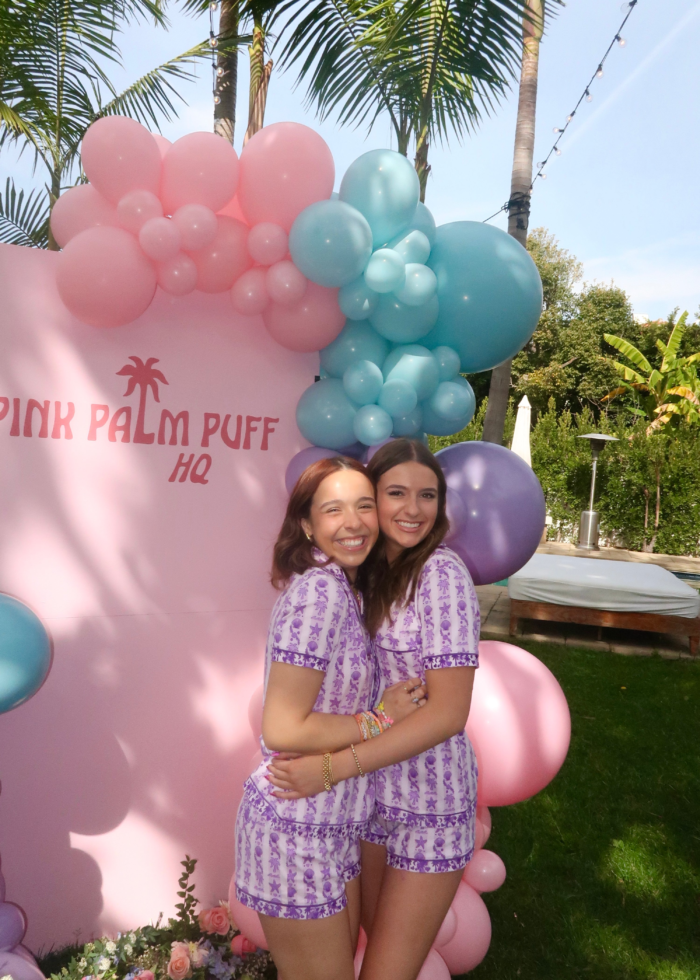 pink palm puff pajama