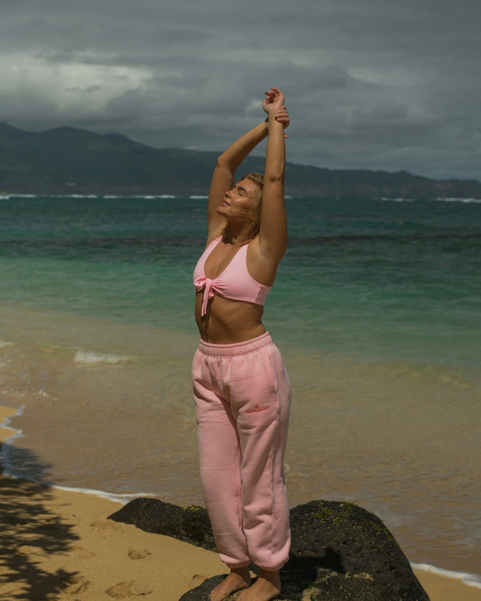 pink palm puff sweatpant