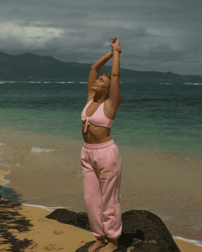pink palm puff sweatpant